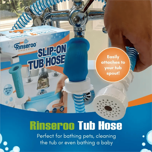 🚿 No-Tool Slip-On Tub Sprayer for Pet & Baby Bathing | 5 Ft Hose with 10 Strap